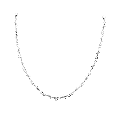 Garneck Zinklegierung Metal Choker Halskette Punk Hip Hop Schmuck Unisex Stacheldraht Design Clavicle Chain Für Männer Frauen Trendiges Accessoire Für Verschiedene Anlässe von Garneck