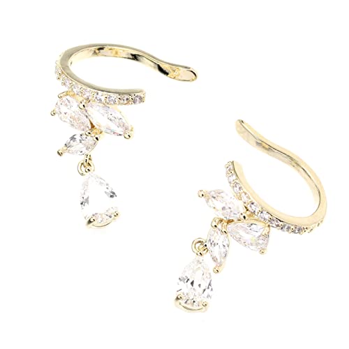 Garneck Zircon Ohrklemme Wasserfall Design Clip Ohrring Damen Schmuck Funkelndes Accessoire Geschenkidee für Party Hochzeit Alltag von Garneck