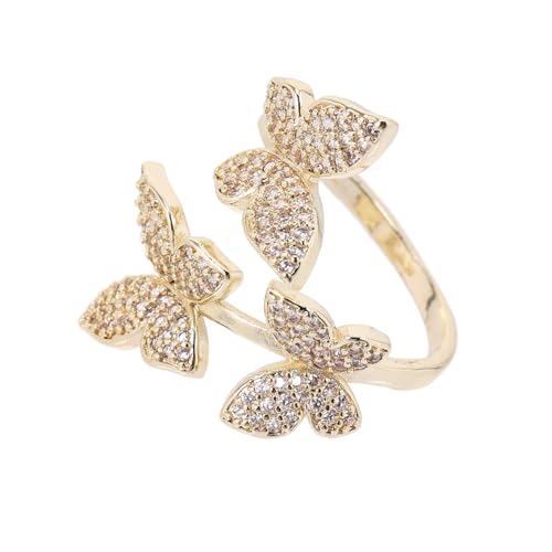 Garneck Zirkonia Schmetterlingsring für Damen Offener Finger Ring für Partys Festivals und Täglichen Gebrauch Eleganter Vielseitiger Schmuck mit Komfortabler und Funkelndem Design von Garneck