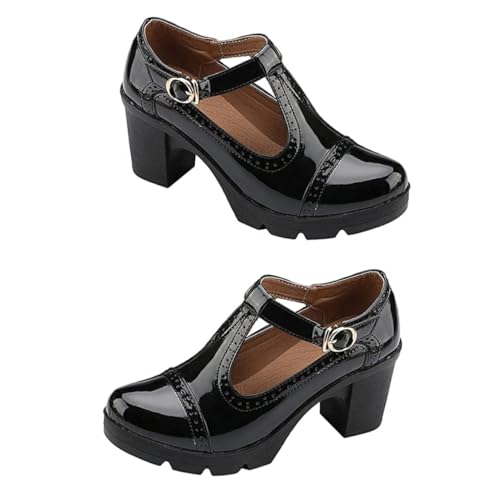 Garneck wasserdichte Damen High Heels mit Runder Spitze Komfortabler Blockabsatz Atmungsaktives Mikrofaser Material Gepolsterte Innensohle Stilvolle Arbeitsschuhe für Alltag und Büro von Garneck