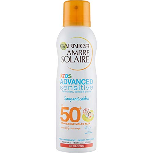 Garnier Ambre Solaire Schutzspray gegen Sand IP 50+ Advanced Sensitive Kids, sehr hoher Schutz, Multi-Widerstand, 200 ml von Garnier