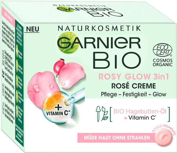 Garnier Bio Rosy Glow 3in1 Rosé Creme Gesichtscreme 50ml Garnier Bio Rosy Glow 3in1 Rosé Creme Gesichtscreme 50ml von Garnier