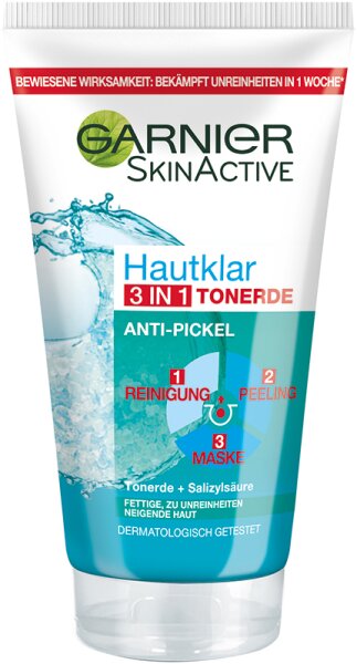 Garnier Hautklar 3in1 Tonerde Anti-Pickel Reinigung + Peeling + Maske Gesichtspeeling 150ml von Garnier