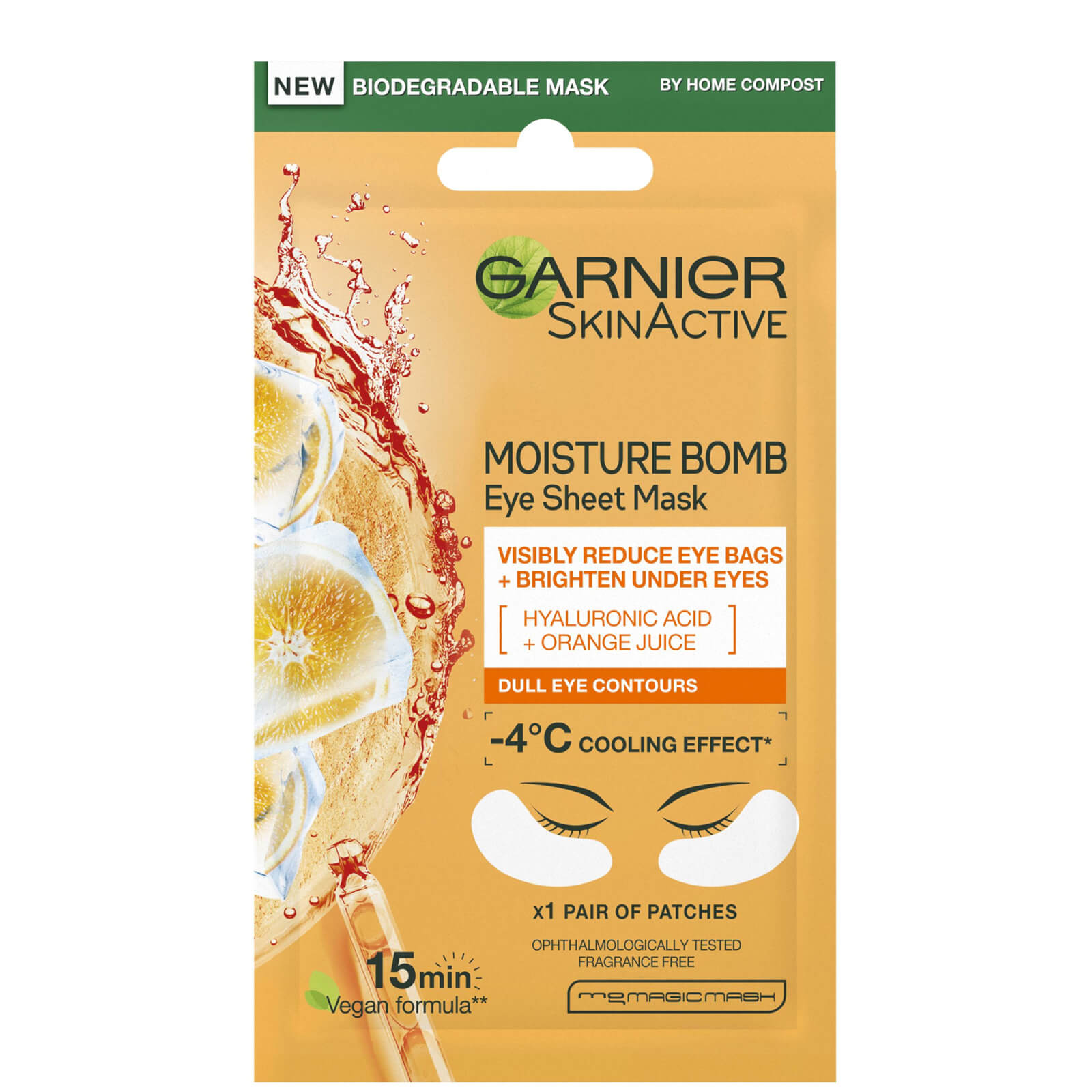Garnier Hyaluronsäure und Orangensaft Feuchtigkeitsspendende Aufhellende Augentuchmaske 6 g von Garnier