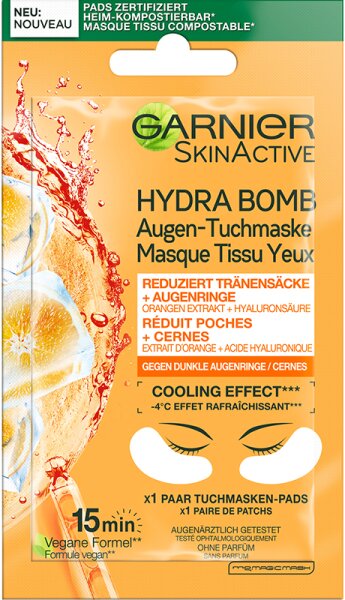 Garnier SkinActive Hydra Bomb Augen-Tuchmaske Orangen-Extrakt Augenpads 6ml von Garnier