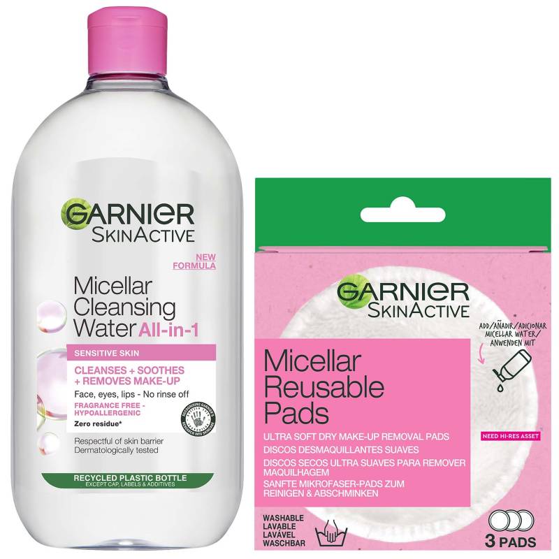 Garnier Makeup Remover Eco Pads and 700ml Micellar Water Duo Set von Garnier