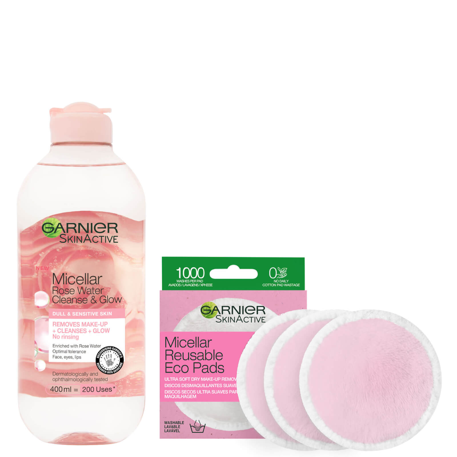 Garnier Makeup Remover Eco Pads and Rose Micellar Water Duo Set von Garnier