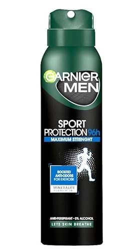 Garnier Men Xtra Time 96h Sport Deo Spray Maximum Strength Anti-Perspirant 0% Alcohol specially designed for maximum efficiency and protection 150 ml - x 6 (Pack of 6) von Garnier