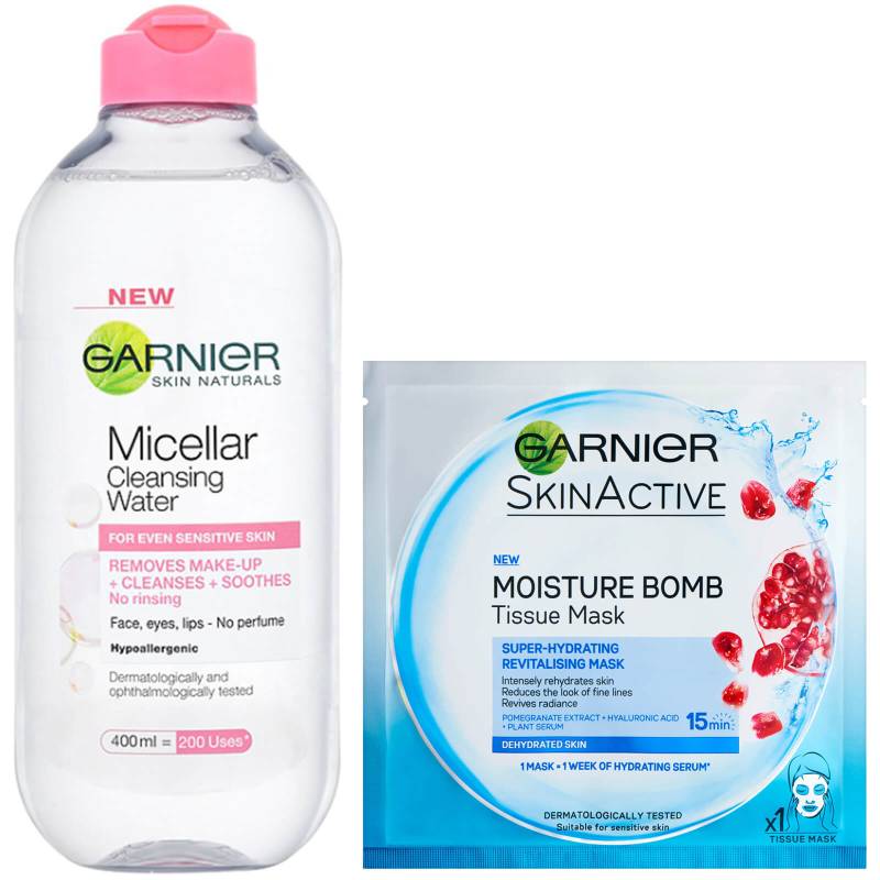 Garnier Micellar Water Sensitive Skin and Hydrating Face Sheet Mask for Dehydrated Skin Kit Exclusive von Garnier