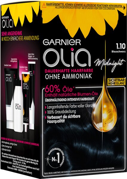 Garnier Olia dauerhafte Haarfarbe 1.10 Blauschwarz Coloration 1Stk von Garnier