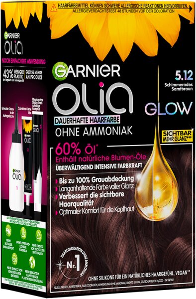 Garnier Olia Glow dauerhafte Haarfarbe 5.12 Schimmerndes Samtbraun Coloration 1Stk von Garnier
