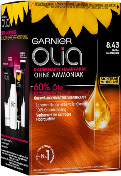 Garnier Olia Nr. 8.43 Helles Kupfergold, dauerhafte Haarfarbe Coloration 1 Stk. von Garnier