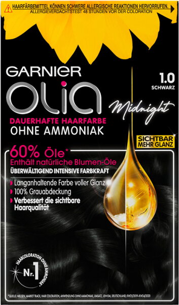 Garnier Olia dauerhafte Haarfarbe 1.0 Schwarz Coloration 1Stk von Garnier