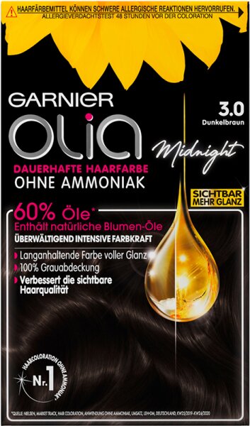 Garnier Olia dauerhafte Haarfarbe 3.0 Dunkelbraun Coloration 1Stk von Garnier