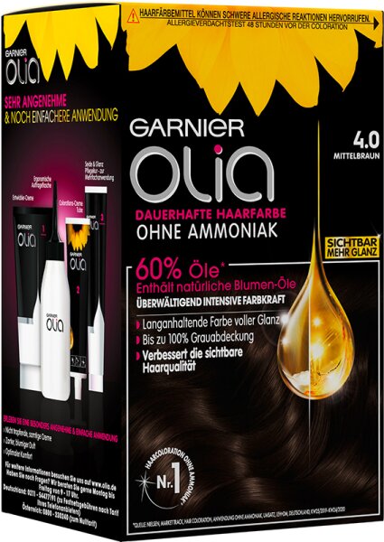 Garnier Olia dauerhafte Haarfarbe 4.0 Mittelbraun Coloration 1Stk Garnier Olia dauerhafte Haarfarbe 4.0 Mittelbraun Coloration 1Stk von Garnier