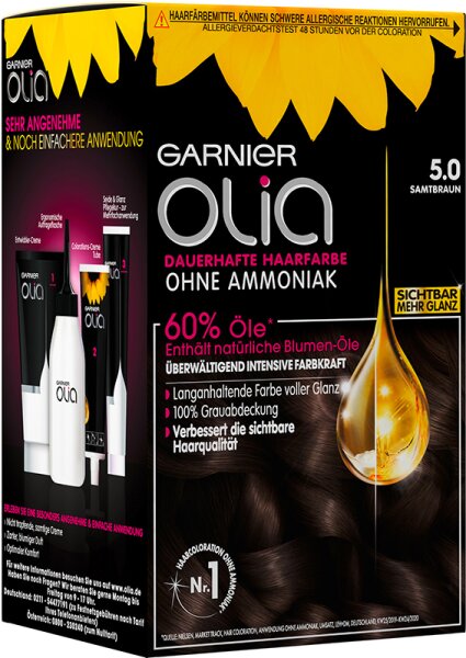 Garnier Olia dauerhafte Haarfarbe 5.0 Samtbraun Coloration 1Stk von Garnier