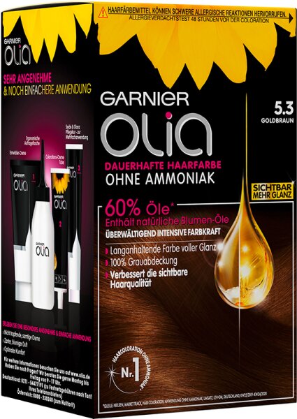 Garnier Olia dauerhafte Haarfarbe 5.3 Goldbraun Coloration 1Stk von Garnier