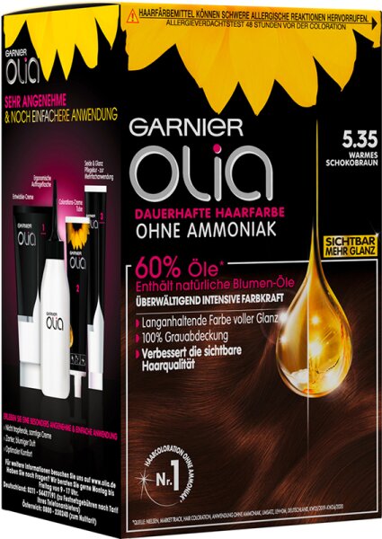 Garnier Olia dauerhafte Haarfarbe 5.35 Warmes Schokobraun Coloration 1Stk von Garnier