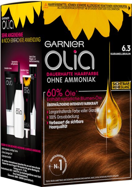 Garnier Olia dauerhafte Haarfarbe 6.3 Karamellbraun Coloration 1Stk von Garnier