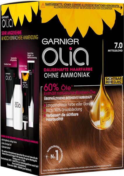 Garnier Olia dauerhafte Haarfarbe 7.0 Mittelblond Coloration 1Stk von Garnier