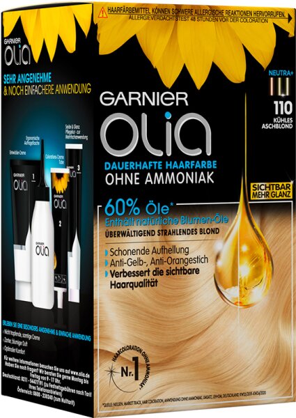 Garnier Olia dauerhafte Haarfarbe Superblondes 110 Kühles Aschblond Coloration 1 Stk. von Garnier