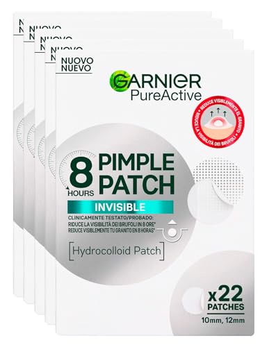 Garnier PureActive Pimple Patch Hydrokolloidales Pflaster unsichtbare Unvollkommenheiten reduziert Pickel weniger sichtbar in 8 Stunden absorbiert überschüssiges Talg ultra-dünn in zwei Größen - 110 von Garnier