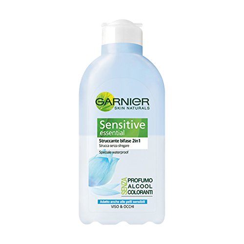 Garnier Sensitive 2-in-1 Essential Zweiphasiger Make-up-Entferner geeignet für empfindliche Haut, Make-up ohne zu reiben, 200 ml von Garnier