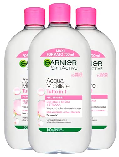 Garnier SkinActive Mizellares Wasser All-in-1 für empfindliche Haut Entferner beruhigt ohne Ausspülen Maxi Format - 3 Flaschen à 700 ml Garnier SkinActive Mizellares Wasser All-in-1 für empfindliche Haut Entferner beruhigt ohne Ausspülen Maxi Format - 3 Flaschen à 700 ml von Garnier