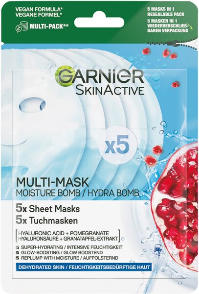 Garnier SkinActive Multi-Mask Hydra Bomb Tuchmasken-Set Gesichtsmaske 95g von Garnier