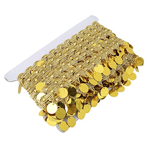 10 Yards Quaste Gürtel Taille Kette Bauch Mode Gürtel Bauch Tanz Quaste Gürtel Runde Münze Hüfttuch für Frauen und Mädchen(Gold) von Garosa