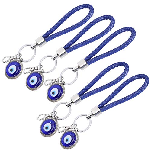 Garosa 5Pcs Türkisches Auge Anhänger, Evil Eye Schlüsselbund, Lucky Eye Schlüsselbund Blau Türkisch Amulett Anhänger Schlüsselring von Garosa