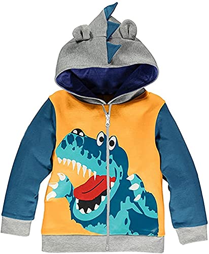 Garsumiss Kids Hooded Jungen Dinosaurier Sweat Shirt,Yellow,Tag 110/2-3 Jahre von Garsumiss
