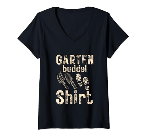 Damen Garten Natur Buddel Spruch Design T-Shirt mit V-Ausschnitt von Garten Gärtner Buddel Pflanzen Hobbygärtner