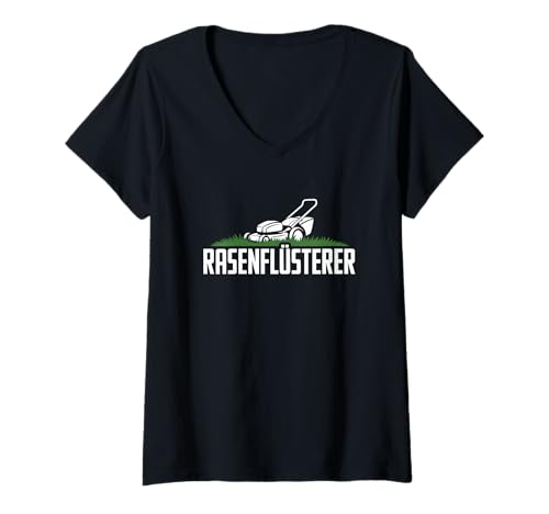 Damen Rasenflüsterer Garten Rasenmäher Rasenflüsterer T-Shirt mit V-Ausschnitt von Garten Rasenmäher Rasenflüsterer