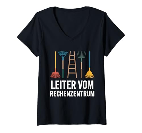 Damen Leiter Vom Rechenzentrum Garten Lustiges Gärtnerei T-Shirt mit V-Ausschnitt von Gartenarbeit Gärtner Hobby