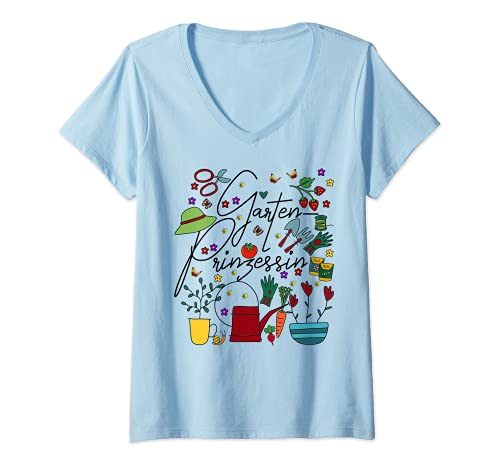 Damen Gartenprinzessin Gartenkönigin Garten Gärtnerin Gärtnerinnen T-Shirt mit V-Ausschnitt von Gartenkönigin Gartenprinzessin - Mutter Tochter