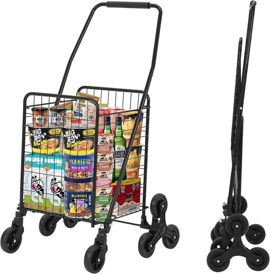 GarveeMore Einkaufstrolley Einkaufstrolley klappbar, 83 l, für Wäsche Einkaufen Gepäck (Schwarz) von GarveeMore