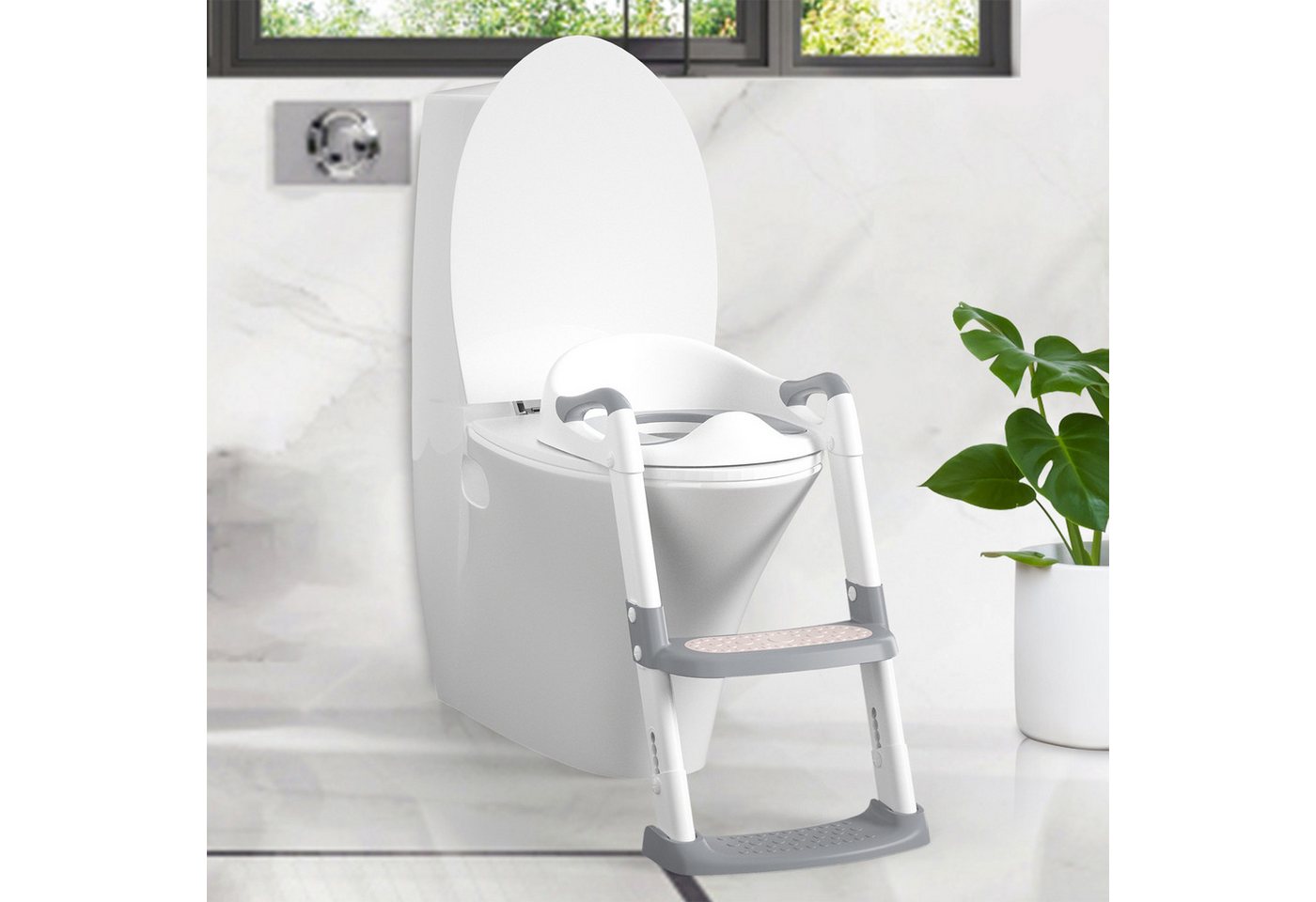 GarveeMore Toilettentrainer Toilettensitz Kinder mit Treppe,Toilettensitz Kinder, Höhenverstellbar Toilettenaufsatz WC Sitz Kinder mit Weichem Kissen von GarveeMore