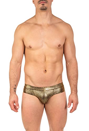 Gary Majdell Sport Herren-Bikini, frecher Druck, Badeanzug, Goldfarben/Schlange, Medium von Gary Majdell Sport