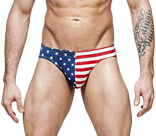 Gary Majdell Sport Herren USA Freedom Flag Stars & Stripes Bikini Badeanzug, Marineblau/rote Streifen, L von Gary Majdell Sport