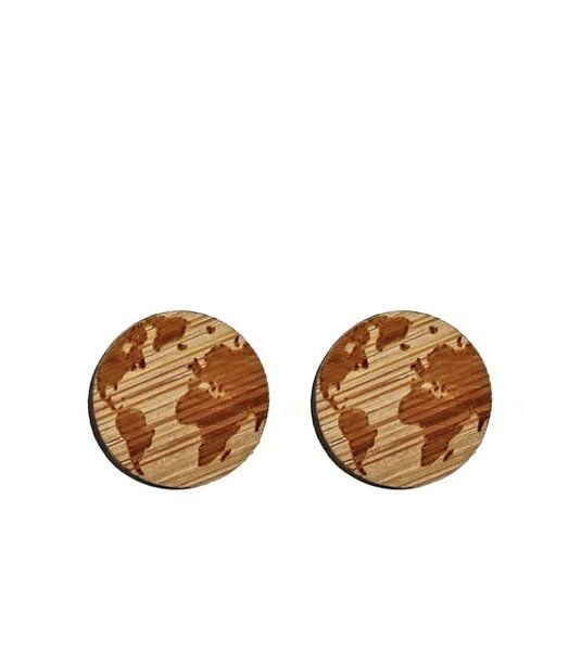 GARY MASH Runde Holz-Ohrstecker mit Motiv von Gary Mash