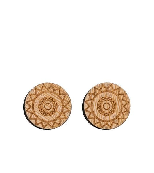 GARY MASH Runde Holz-Ohrstecker mit Motiv von Gary Mash