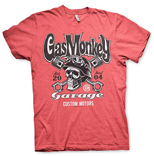 GMG Herren T-Shirt Custom Motors Skull Gr. L, Red Heather von Gas Monkey Garage