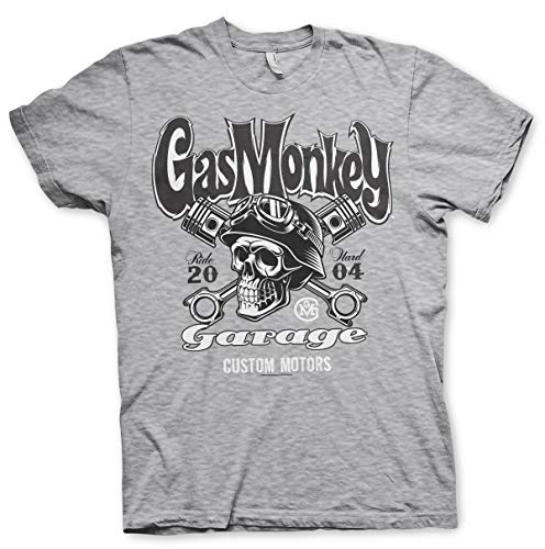 GMG Herren T-Shirt Custom Motors Skull Gr. XXL, grau meliert von Gas Monkey Garage