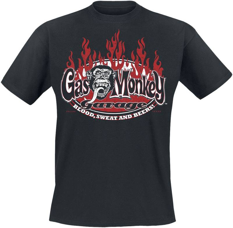 Gas Monkey Garage Blood Sweat And Red Flames T-Shirt schwarz in L von Gas Monkey Garage