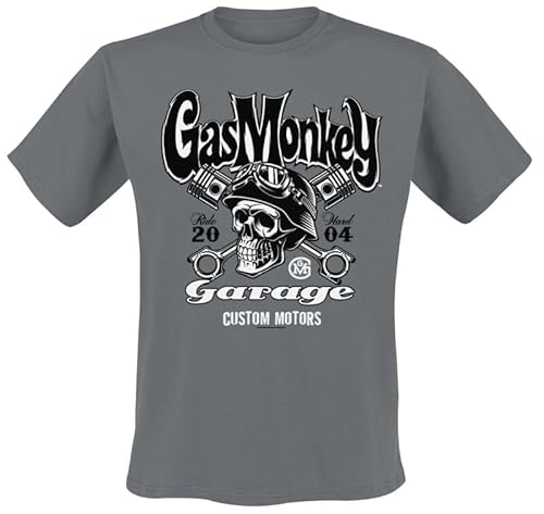 Gas Monkey Garage Custom Motors Skull Männer T-Shirt grau XXL von Gas Monkey Garage