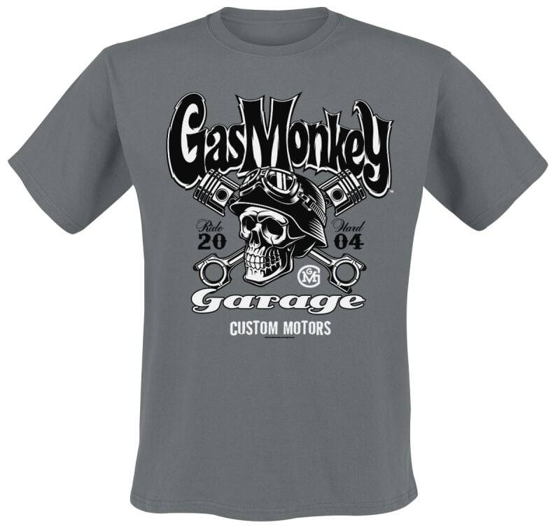Gas Monkey Garage Custom Motors Skull T-Shirt grau in S von Gas Monkey Garage
