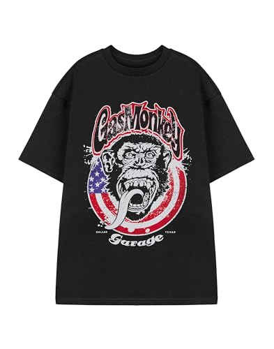 Gas Monkey Garage Gas Monkey Herren T-Shirt | American Garage Kurzarm-Grafik-T-Shirt für Erwachsene in Schwarz | Distressed Winged Tire Blood, Sweat & Beers Casual Apparel Top | GMG-Auto-Merchandise von Gas Monkey Garage