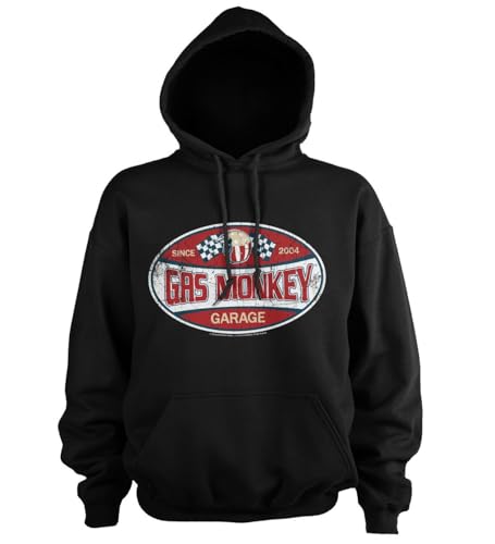 Gas Monkey Garage Offizielles Lizenzprodukt Since 2004 Label Kapuzenpullover (Schwarz), Large von Gas Monkey Garage