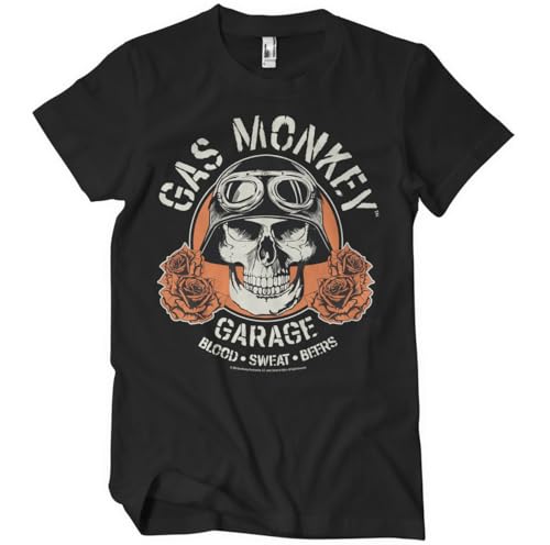 Gas Monkey Garage Offizielles Lizenzprodukt Skull Herren-T-Shirt (Schwarz), Medium von Gas Monkey Garage